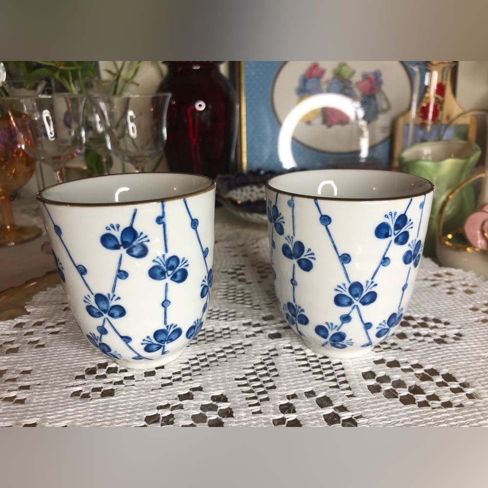 Blue Floral Porcelain Cups